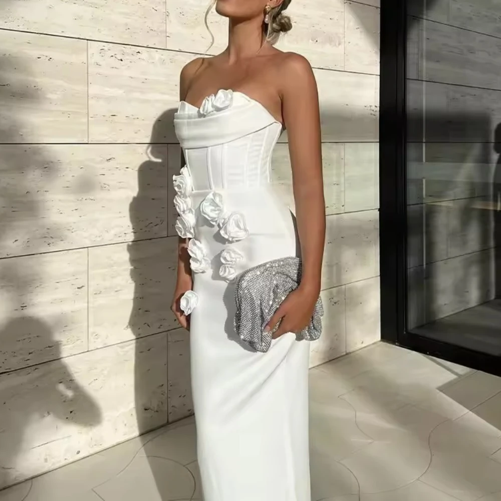 Luxo sexy 3d flores vestido de baile sem mangas fino ajuste maxi vestido requintado alta qualidade vestidos de festa de baile para mulher personalizado