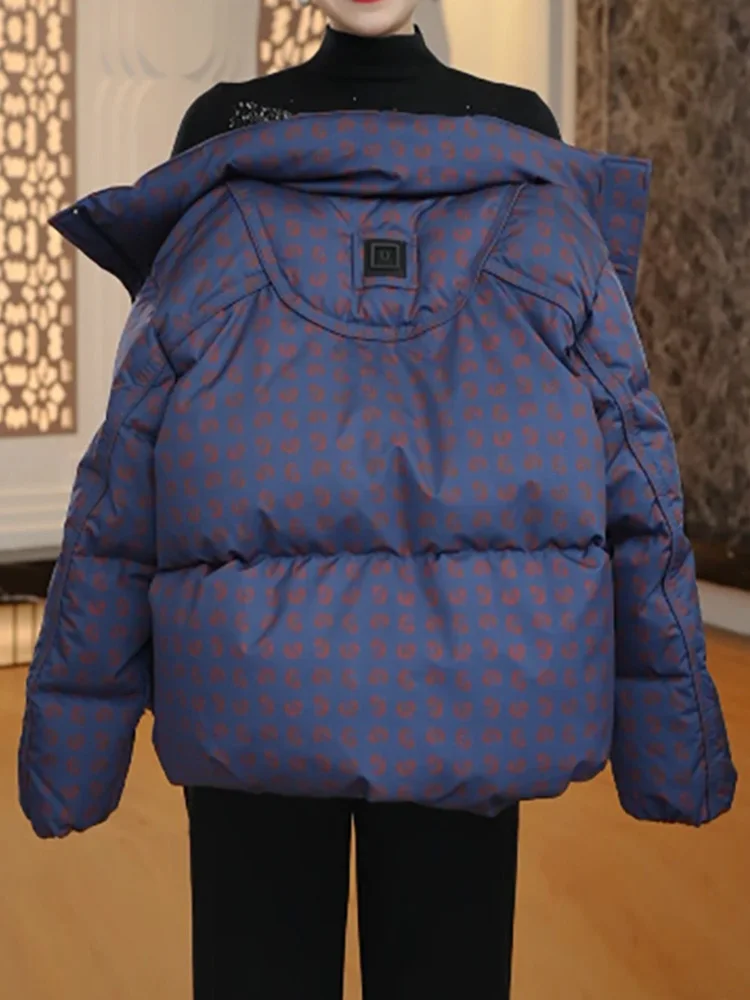 

Women's Loose Fit Thiened Cotton Jaet with Polka Dot Design Stand Collar Anti-Aging Winter Outerwear Korean Sle