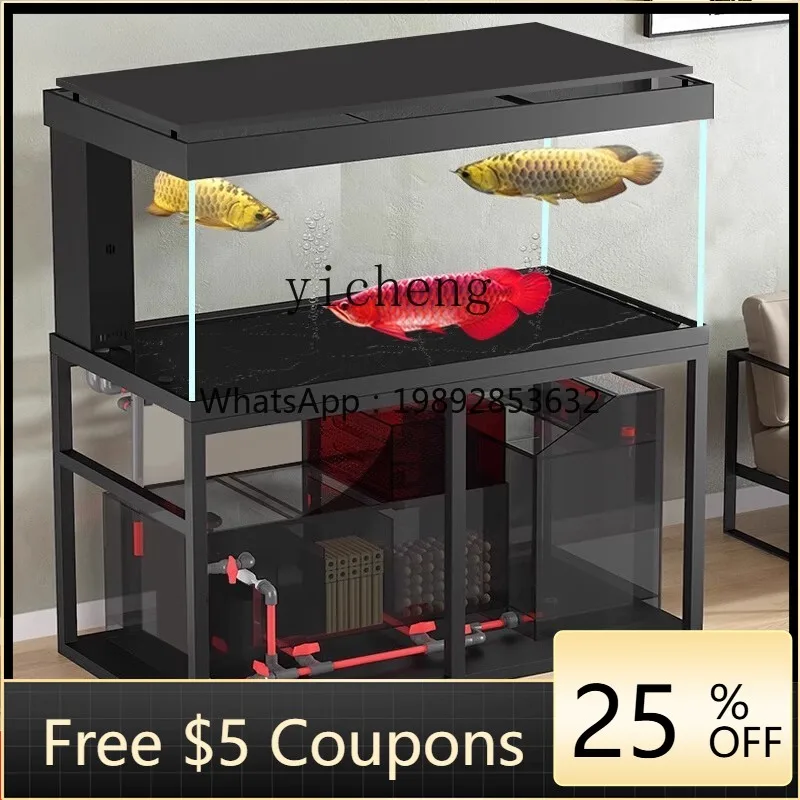 

AA new dragon tank aquarium bottom filter living room large sea dragon home office water-free ultra-white tank