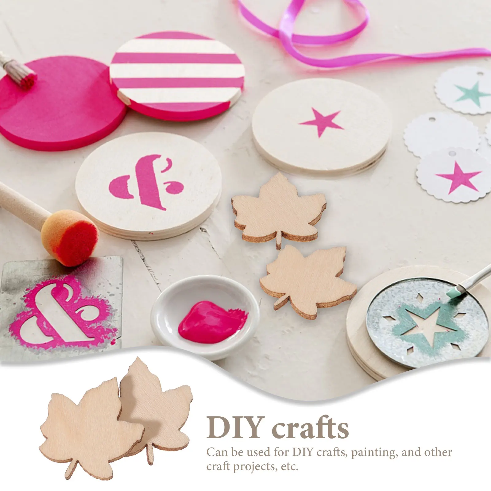 

100 Pcs Maple Leaf Accessories Home Decor Cuttous Decorations for Crafts Wooden Diy Material Unfinished Slices Small Cutouts