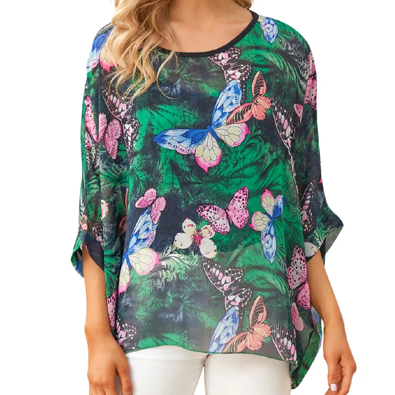 BHflutter-Blusa informal de chifón para verano, camisa de talla grande, estilo bohemio, 2022