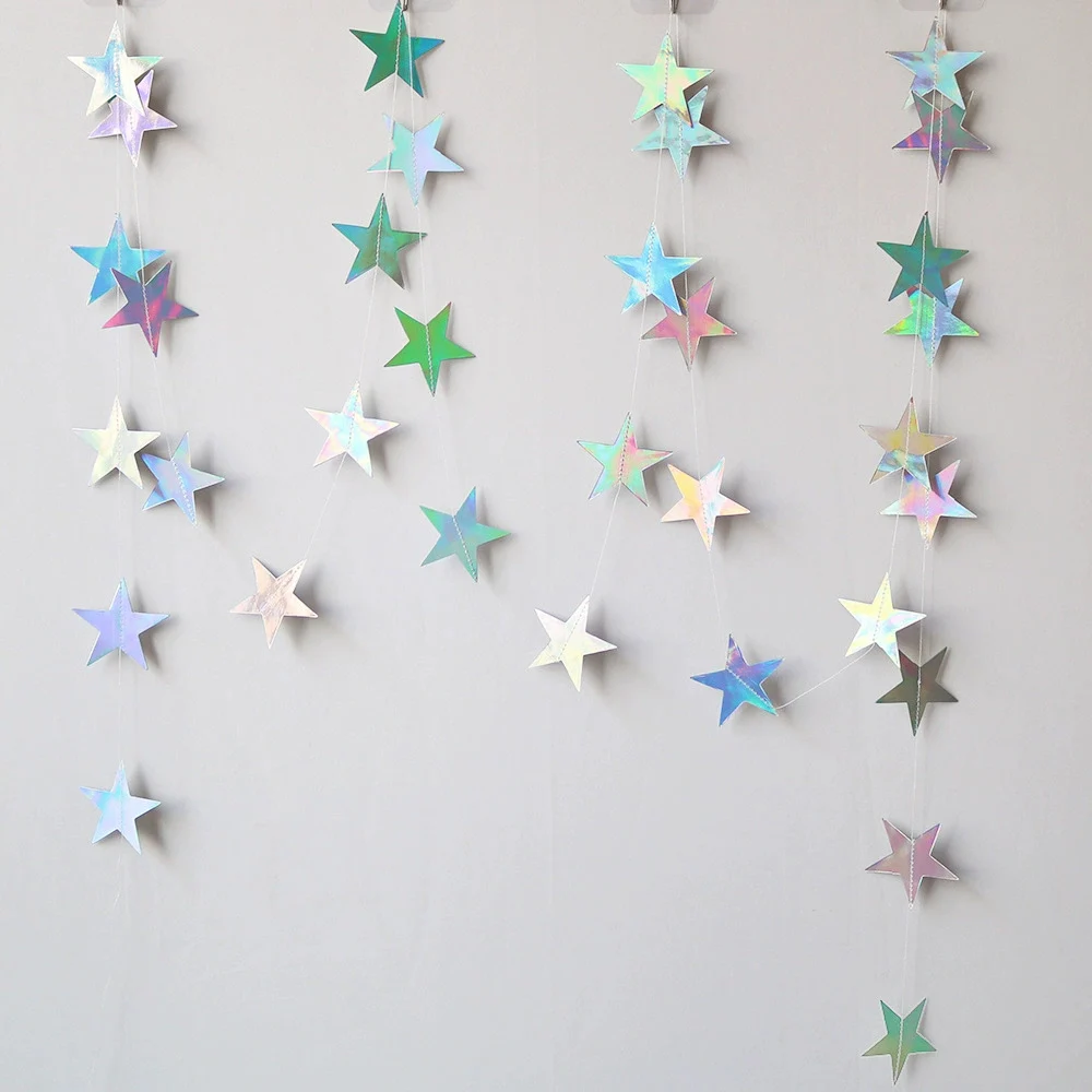 4M Hochzeitsdekoration Glitzer-Stern-Papiergirlande Wandbehang Banner Schnurkette Babyparty Geburtstag Jubiläum Partydekoration