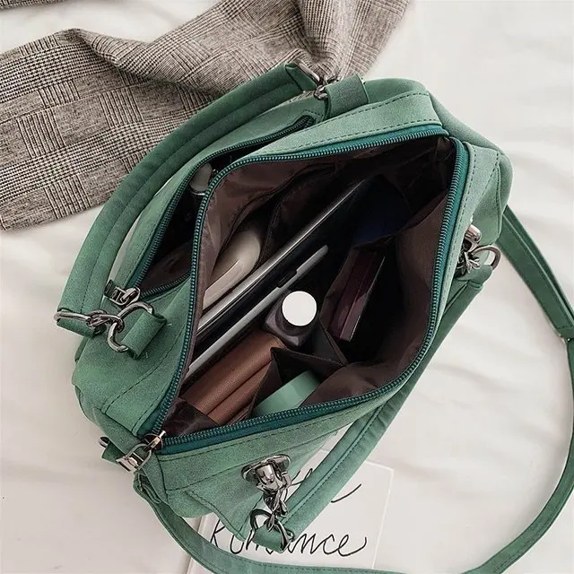 Matte Women Handbag Scrub Female Shoulder Bags Large Capacity Matcha PU Leather Lady Totes Boston Bag for Travel Hand Bags 2024