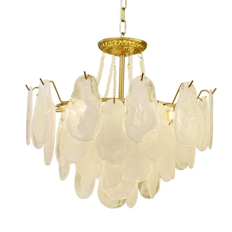 الشمال الإبداعية سحابة اللؤلؤ الثريا مصمم نمط الفرنسية ضوء الفاخرة الزجاج الإضاءة الفن موضة غرفة نوم ماستر الخفيفة