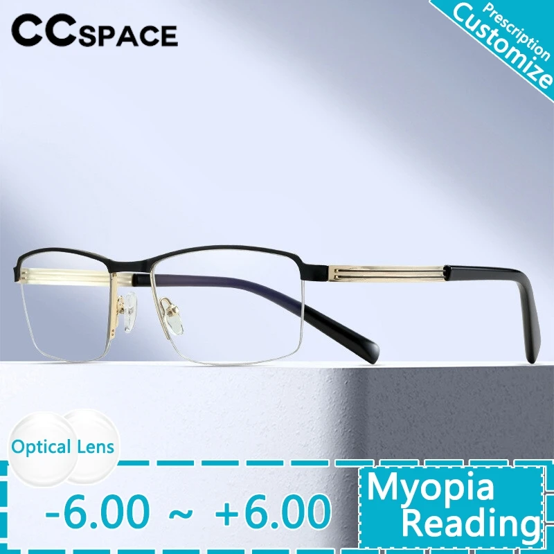 

Metal Half Frame Anti Blue Light Glasses Male Myopia Glasses Female Reading Glasses Student Myopia Glasses 0+0.5+1+1.25+1.5