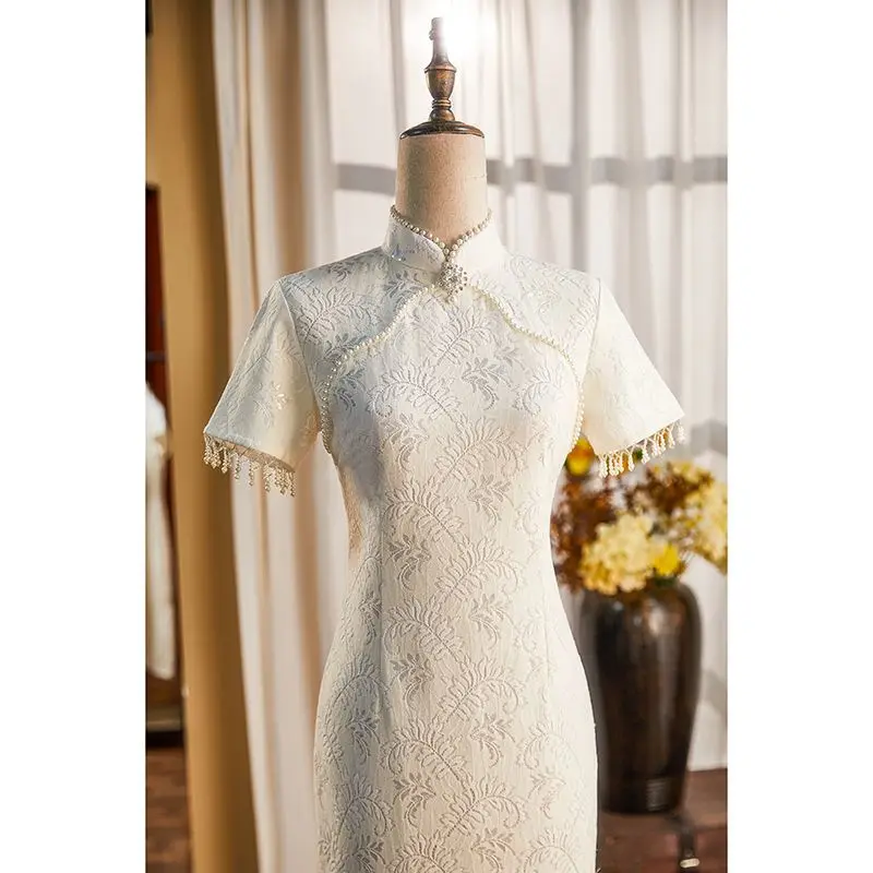 Chinese Style Cheongsam Elegant Qipao For Young Girls' Daily Vintage Short Sleeve Qipao Party Dresses Women New