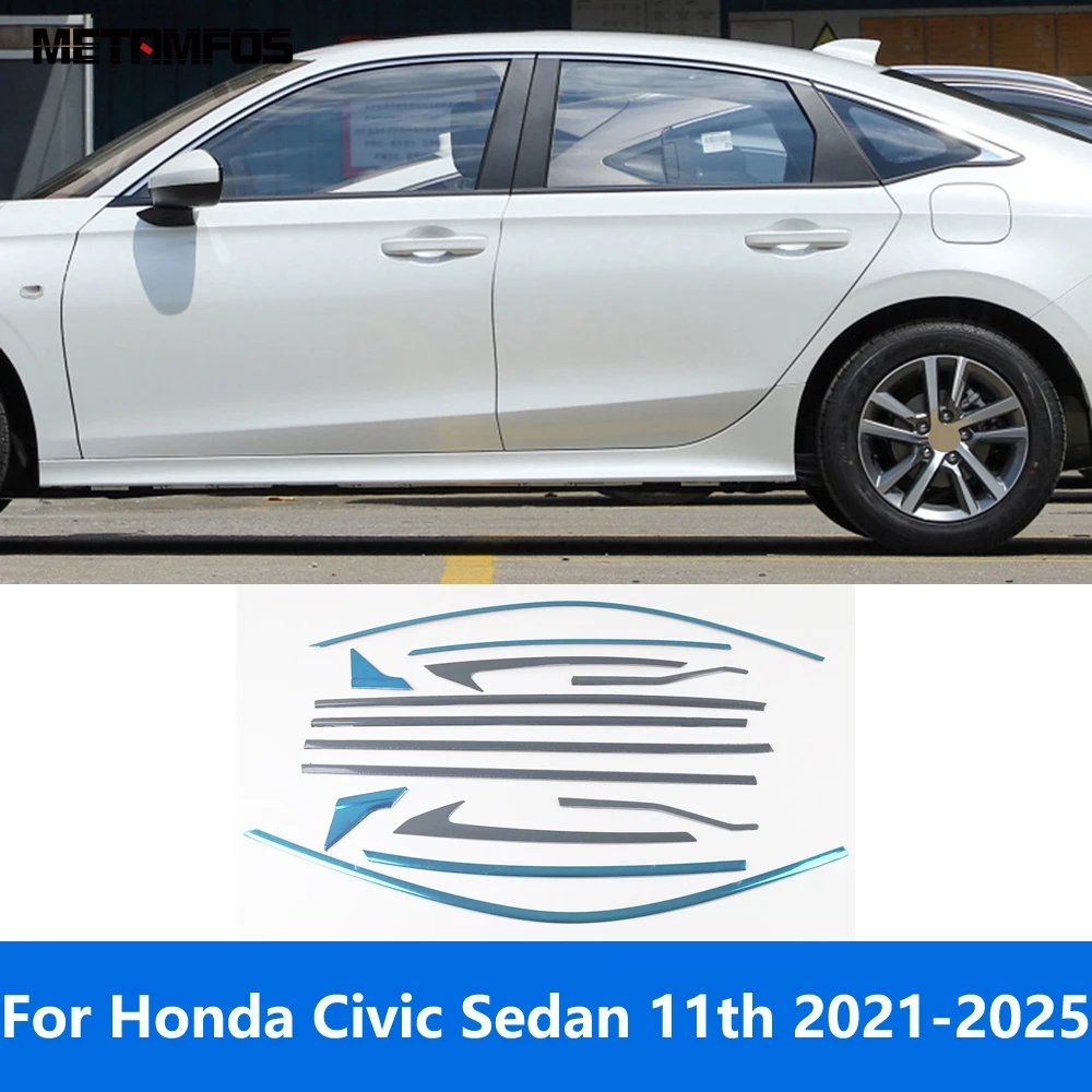 

For Honda Civic Sedan 11th 2021 2022 2023 2024 2025 Stainless Upper+Lower Window Frame Window Sill Molding Trim Car Accessories