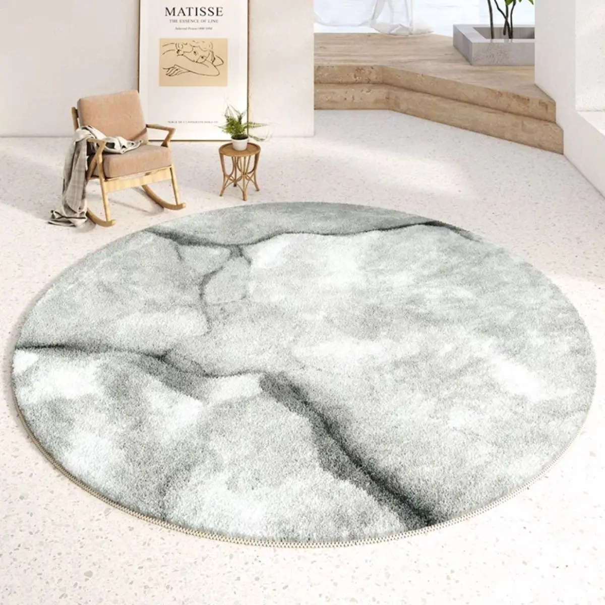 Round Plush Rug – Soft Thickened Area Carpet for Bedroom & Living Room, Fluffy Floor Mat for Home Decor