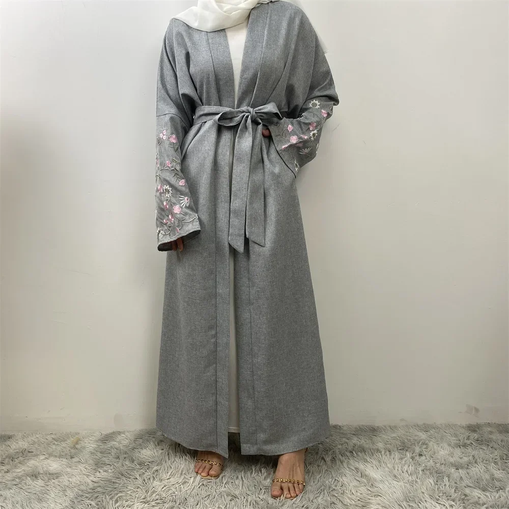 

2025 Ramadan Khimar Abaya Saudi Arabia Turkey Floral Embroidery Muslim Women Cardigan Dress Kaftan Prayer Islam Clothes Dresses