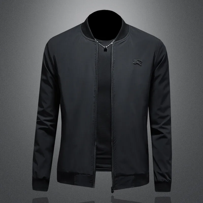 

Slim Fit Men's Embroidered Jaet Thin Casual Outerwear Polyester Long Sve round Ne Zipper Closure Streetwear Sle