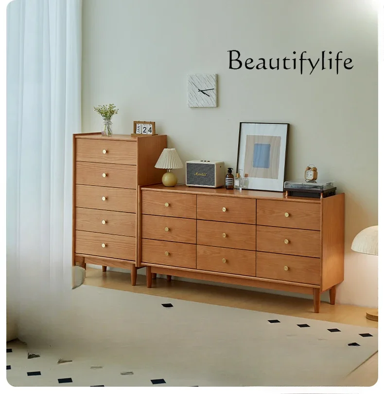 

Light luxury retro solid wood bedroom living room locker against the wall high-end designer fashion