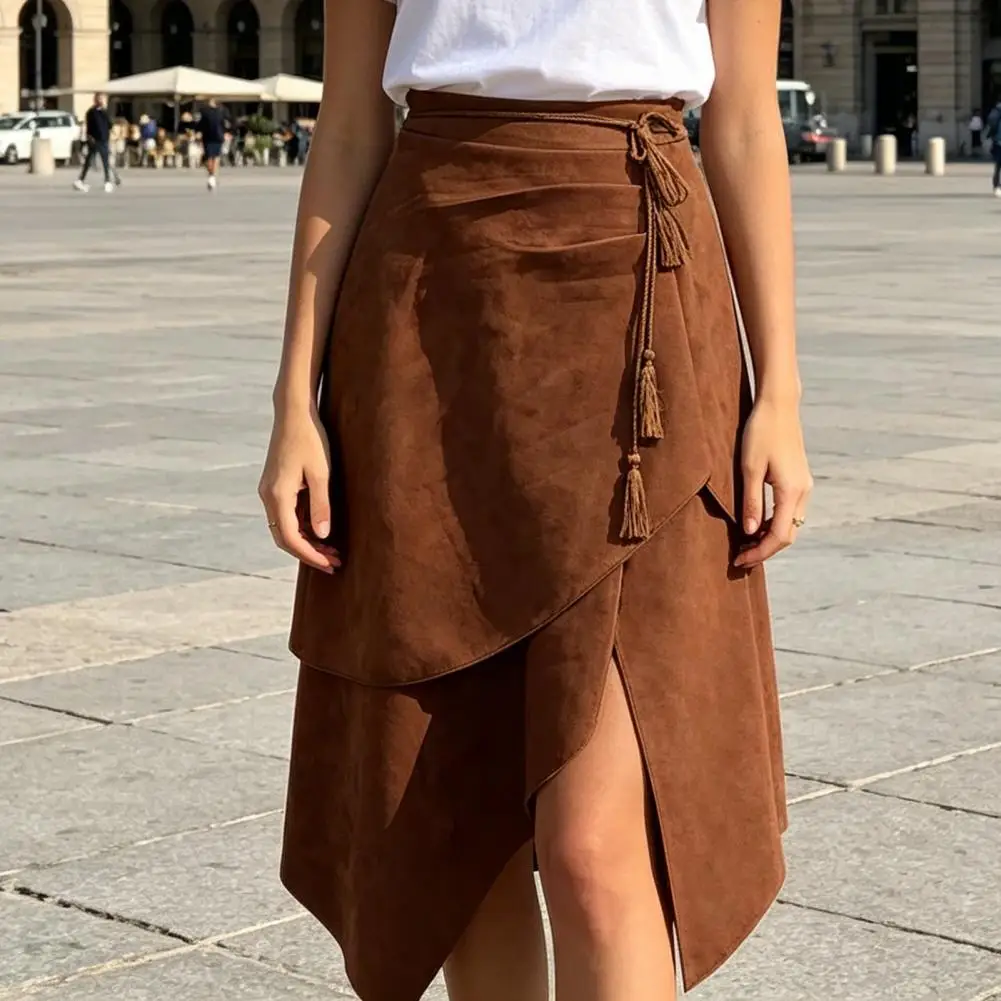 High Waist A-line Skirt, High Waist Irregular Large Hem Skirt,Slimming Skirt for Beach Travel Parties Work Daily Wear