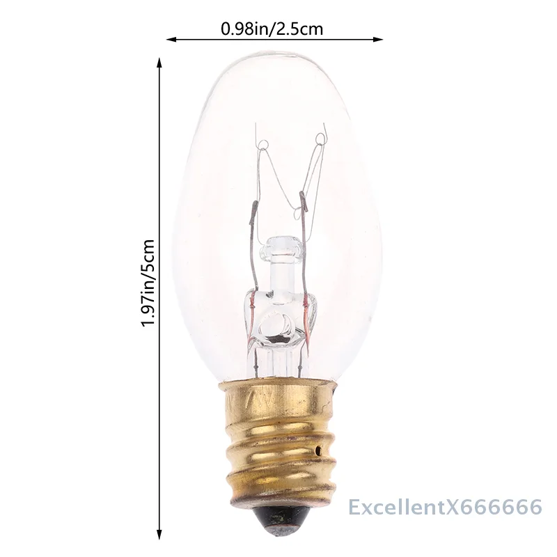 10 Buah E12 120V 7W Lampu Tungsten Bohlam Lampu Transparan Warna Kuning Hangat untuk Dekorasi Garam Rangehood Kulkas