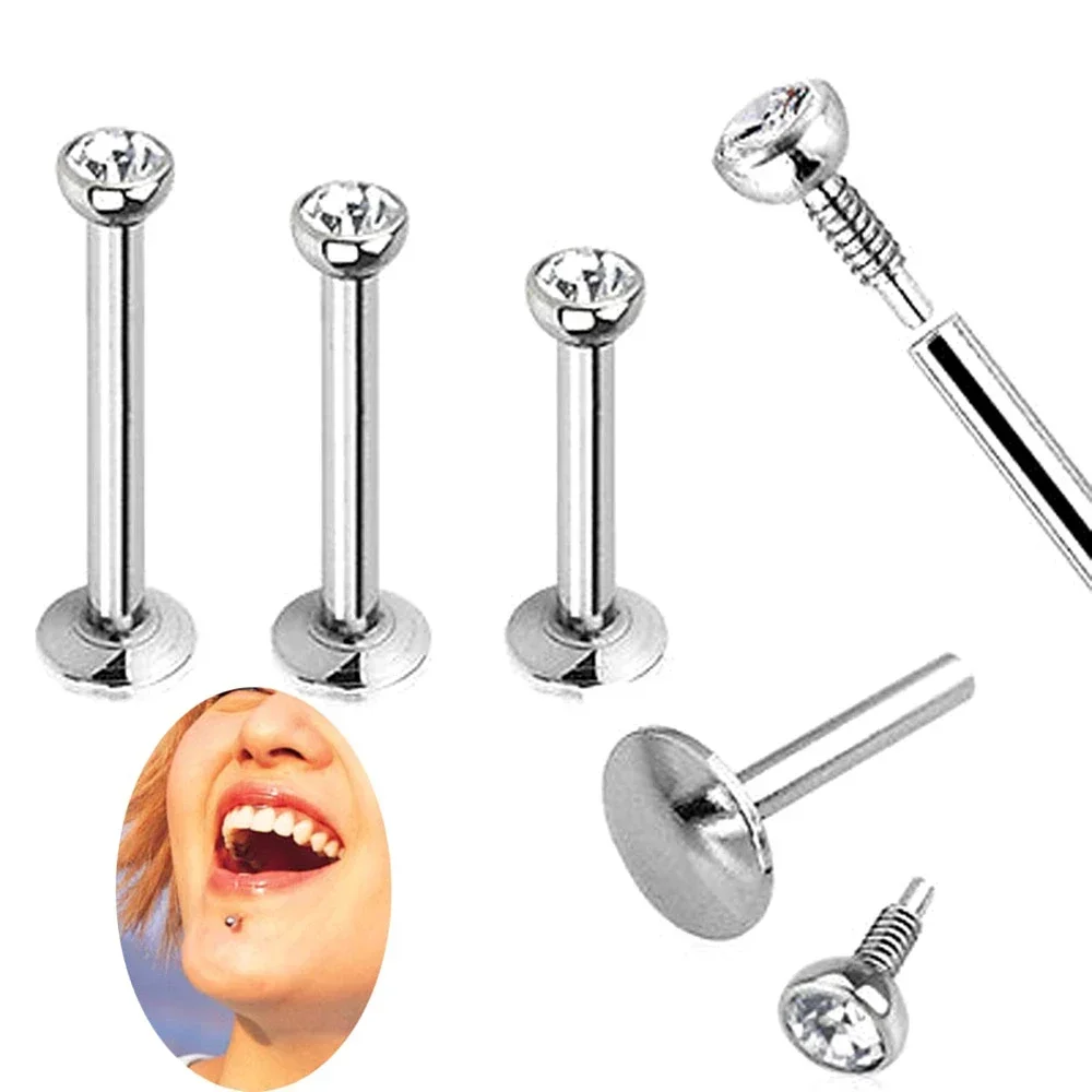 2PCS Multi Size 16G 1.2mm Steel Internally Threaded Monroe Lip Labret Ear Cartilage Tragus Stud Piercing