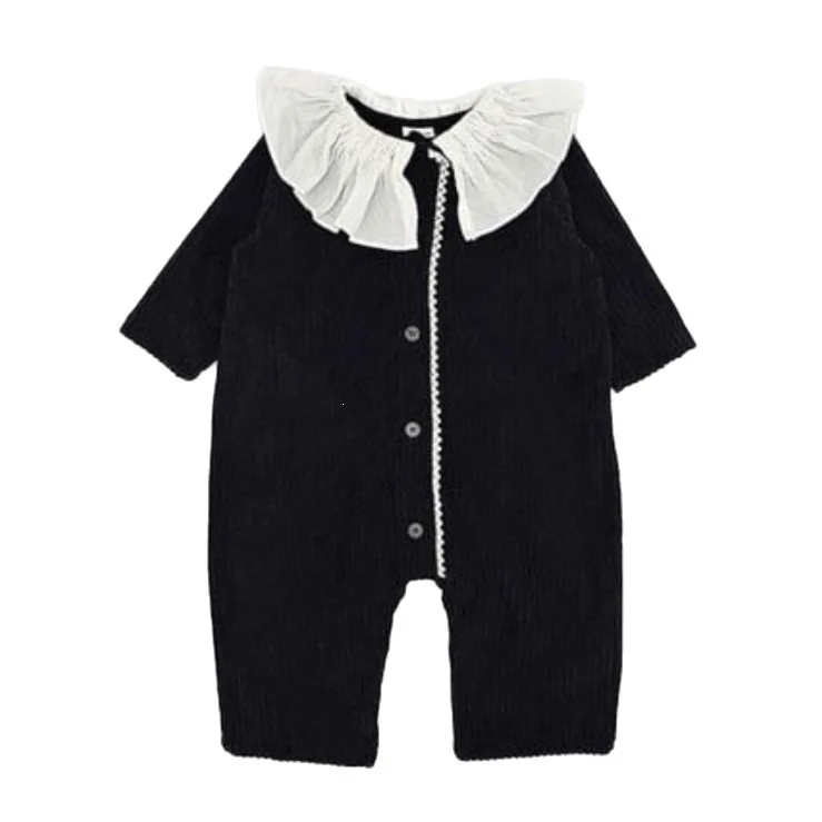 2026 Autumn New Baby Girl Cute Lace Collar Romper Cotton Infant Long Sleeve Princess Jumpsuit Solid Newborn Clothes 0-24M 6