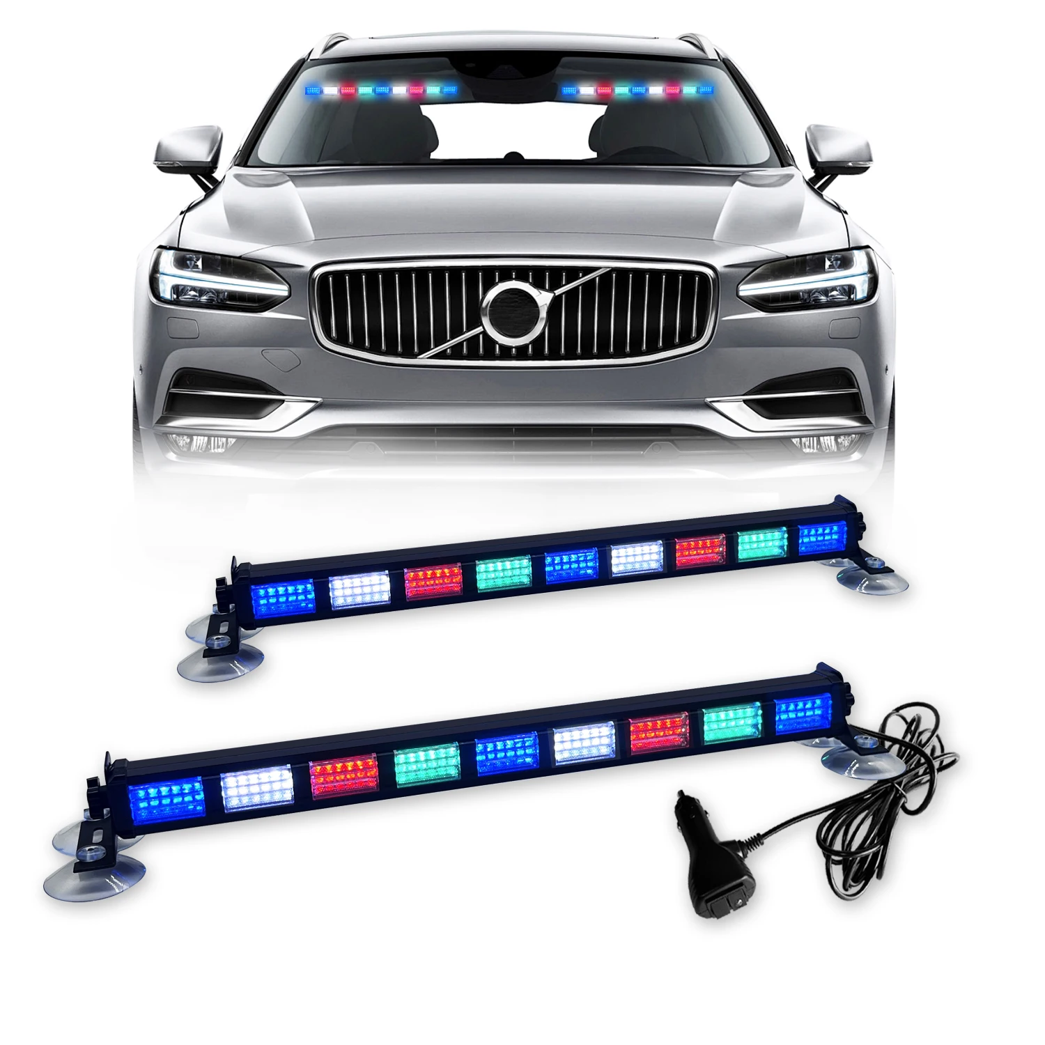 2in1 Car Emergency Light Colorful ambiance lights car colored lights decorative lights  Windshield LED Car Strobe Light 12-24V