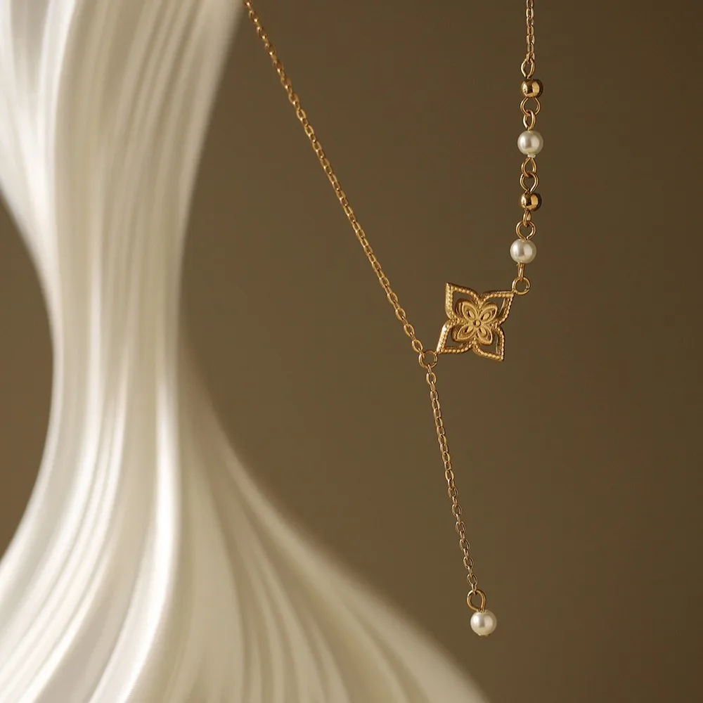 Zarte Edelstahl Zirkonia Blume Chic Halskette Anhänger Mode Hohe Qualität Gold Farbe Kragen Hals Schmuck Geschenk