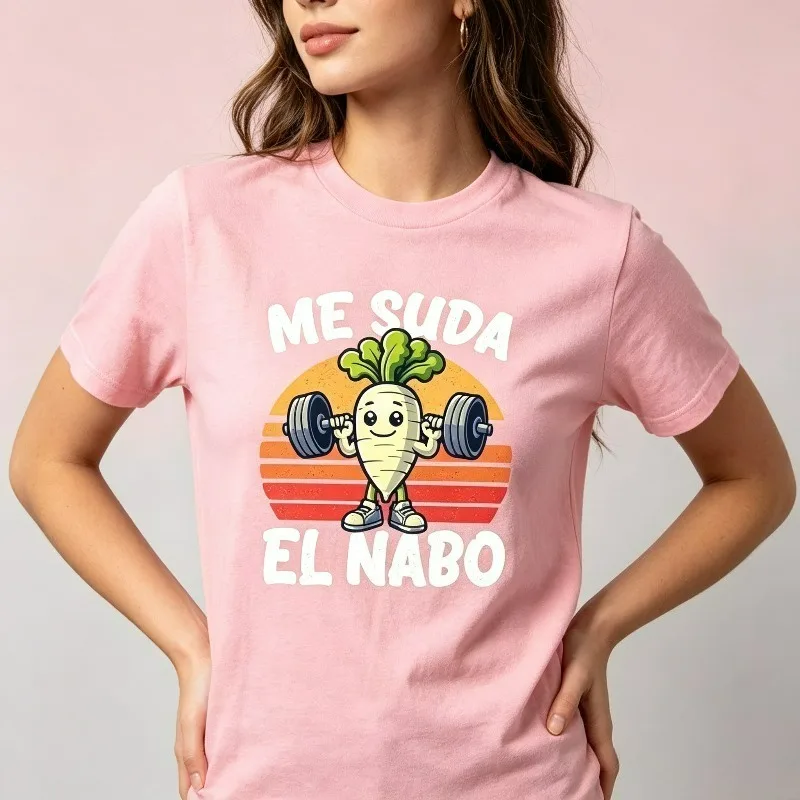 CON ESTE CUERPAZO QUIEN NECESITA PELO T‑Shirt Funny Spanish Quote Print  Cotton Women Vintage Distressed Casual Streetwear Tee