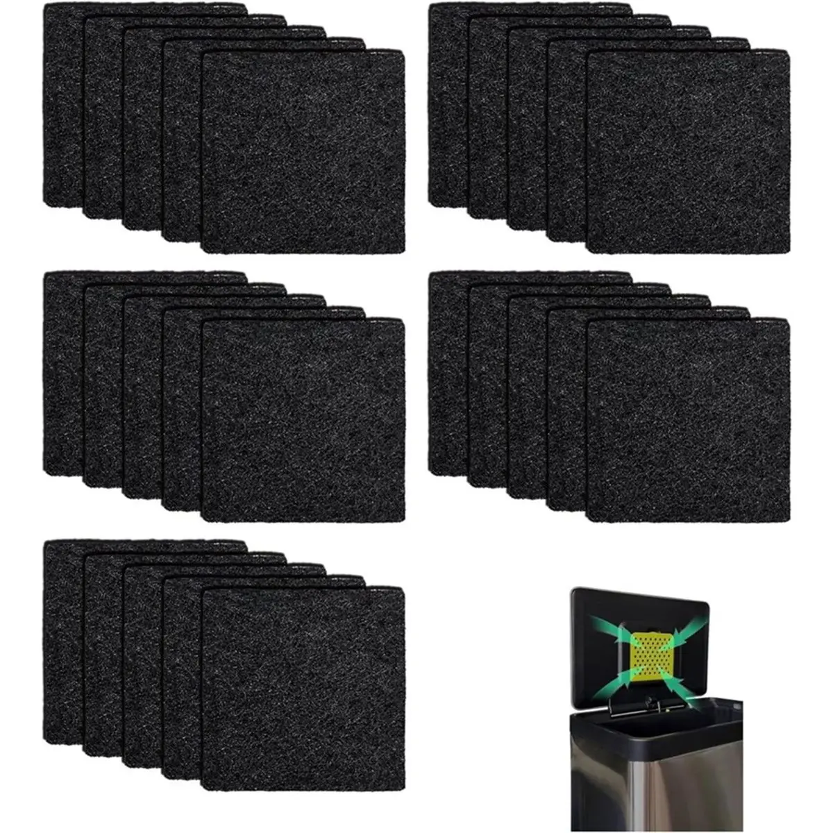 update. 25 Pack Trash Can Odor Absorbing Filter Refills for EKO Garbage Cans and Compost Bin, Activated Charcoal Deodorizer