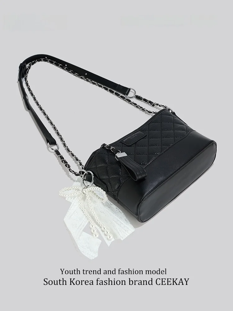 

Ceekay Trendy Chain Strap Crossbody Bag Women's Fashionable Casual Style Handbag Youth Daily Use Zipper Closure