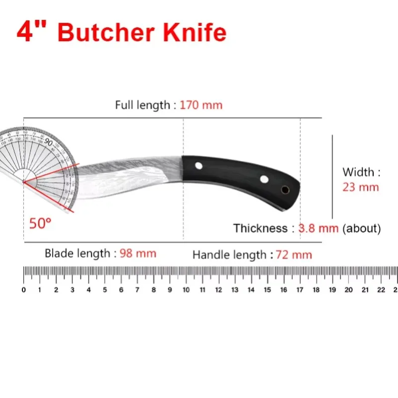 Boning Knife Stainless Steel Kitchen Knive Meat Cutting BBQ Knife Fruit Slicing Knife Hand Forged Butcher Knife with Sheath