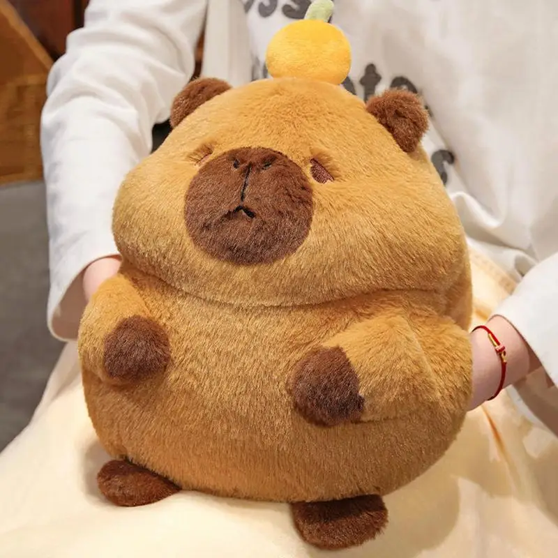 Plushies Capybara Capybara Plushie Toys With Orange Hat Cute Novelty Stuffed Animals Doll Pillow With Side Pockets For Birthday