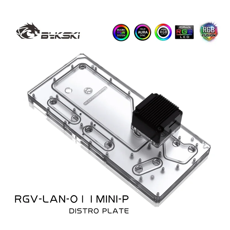 BYKSKI RGV-LAN-O11MINI-P,Distro Plate Reservoir For LIAN LI O11 MINI Case,MOD PC Water Cooling KIT For Computer CPU GPU