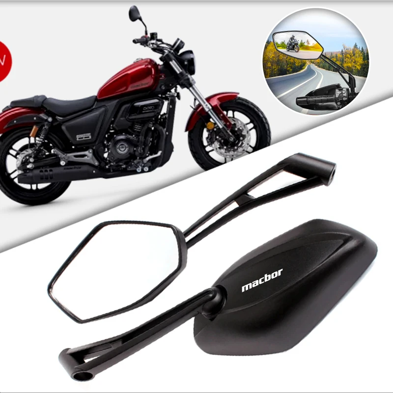 1 Pair Motorcycle Rear Mirror Aluminum Alloy ABS White Glass Accessories For Macbor Montana XR1 Rockster flat125 Mile Eight  XR5