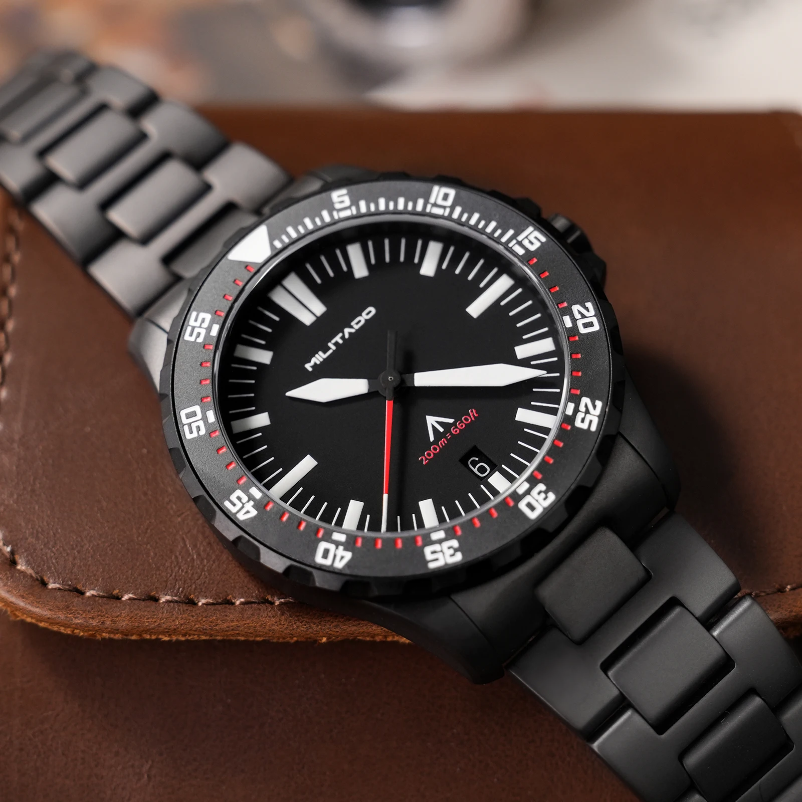 Militado ML16 PVD 39mm Men Watch VH31 Sweep/Swiss Ronda 515 Quartz Movement Luminous Sapphire Stainless Steel Watches