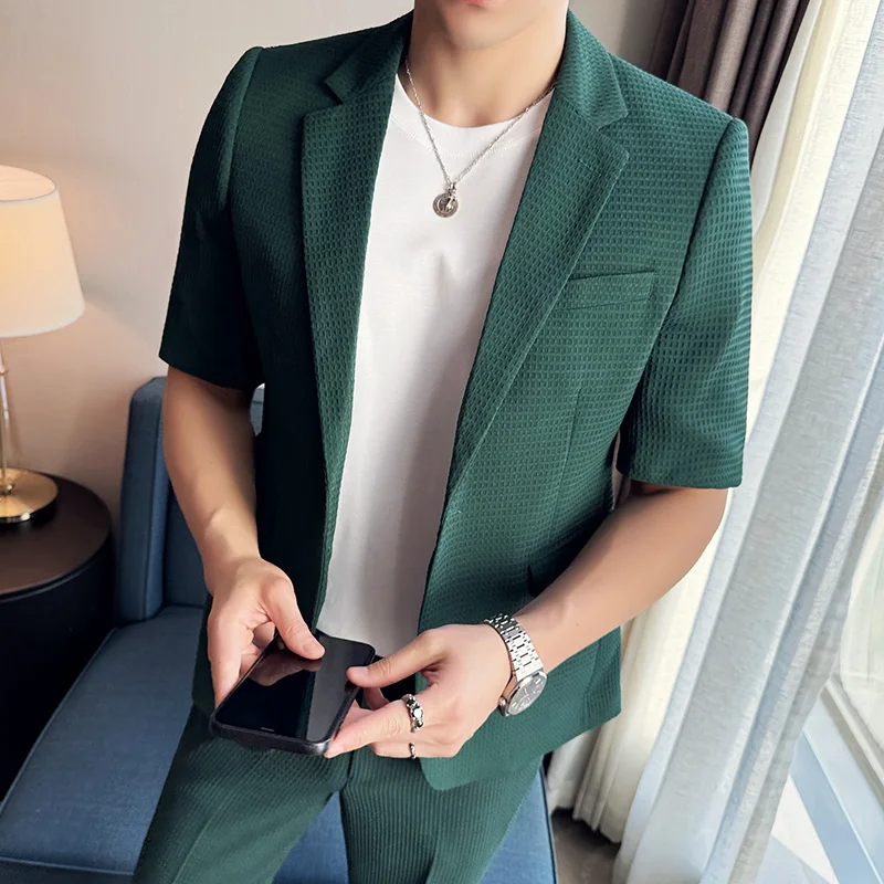 

Slim Fit Light Weight Seven Sve Men's Casual Cheered Small Western Sle Jaet Office Wear Spring Autumn Polyester Fiber