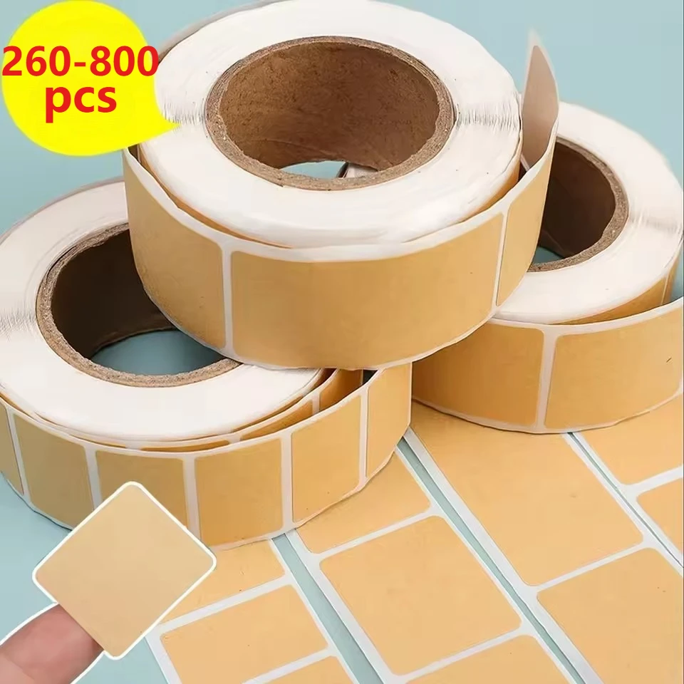 260-800pcs Kraft Paper Stickers Rolls of Self-adhesive Stickers Can Be Handwritten Classification Packaging Note