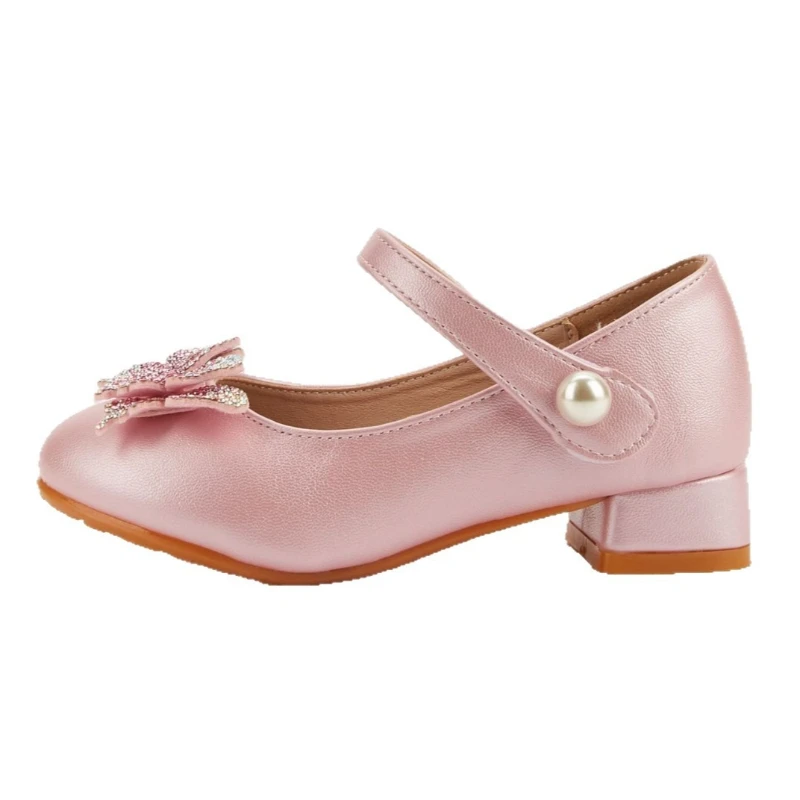 2026 Summer New Girls Leather Shoes Fashion Bow High Heel Children's Princess Shoes Kids Dress Party Casual Footwear