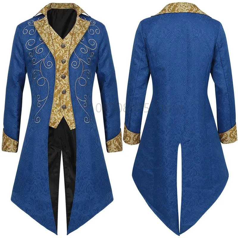 

Medieval Halloween Men Knight Prince Punk Retro Jackets Renaissance Gothic Coats Noble Party Uniforms Vestidos Cosplay Costumes