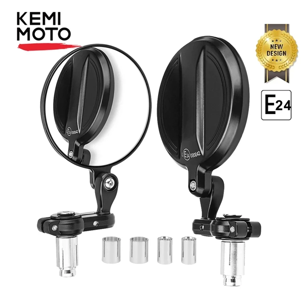 Motorcycle Mirror E-MARK Handlebar End Mirrors For MT07 MT09 R1 R3 For Cafe Racer CB125R CBF125 Z900 Z750 Scooter Bicycle Mirror