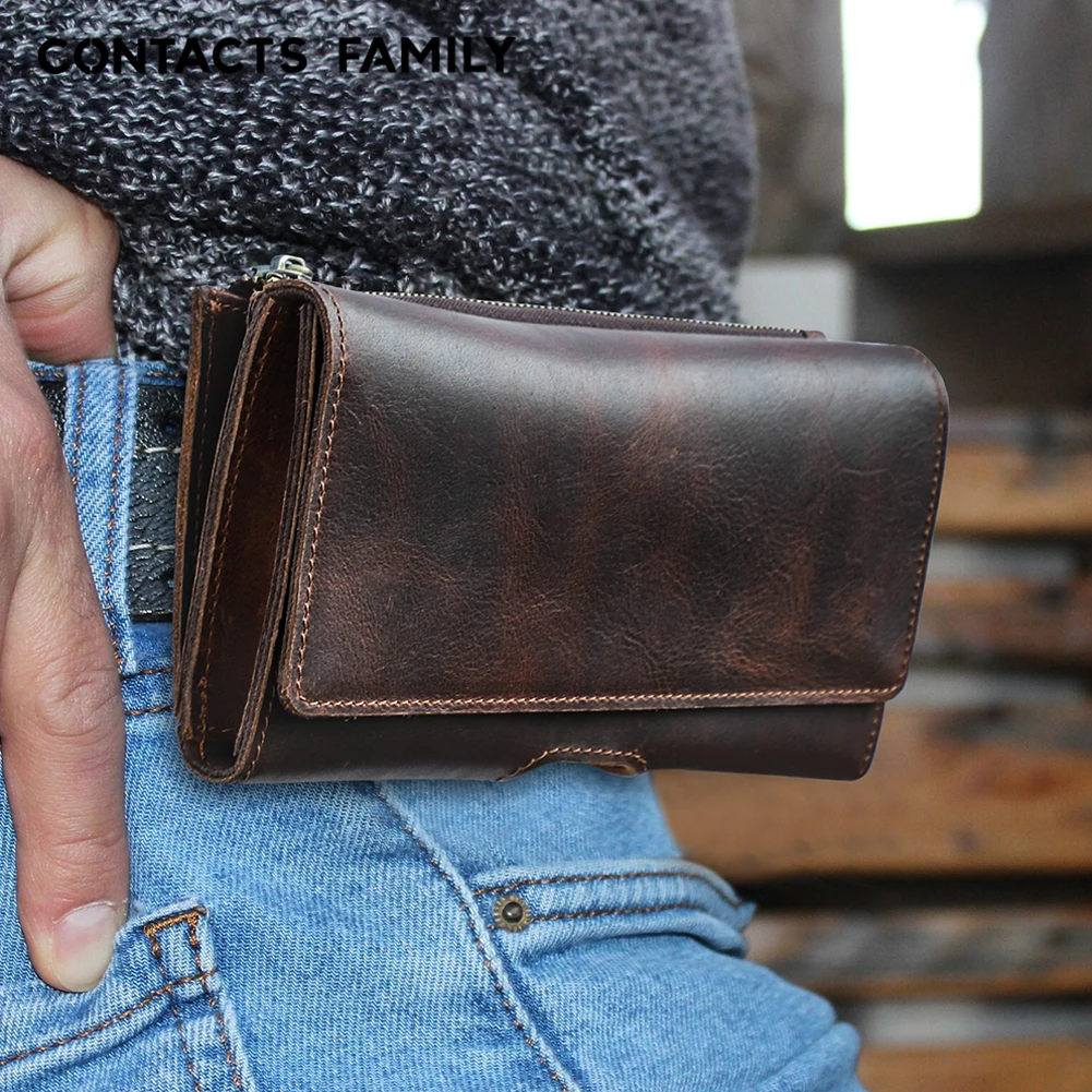 

Genuine Leather Phone Case Belt Clip Waist Bag for iPhone 17 16 15 14 13 Samsung Galaxy 5.4-6.9 inch Cellphone Pouch Men