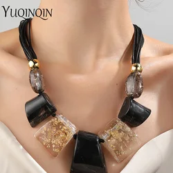 Collares gruesos con colgante de Cuentas grandes para mujer, collar de cadena de cuerda colorida para niñas, joyería corta de fiesta Punk, nueva moda