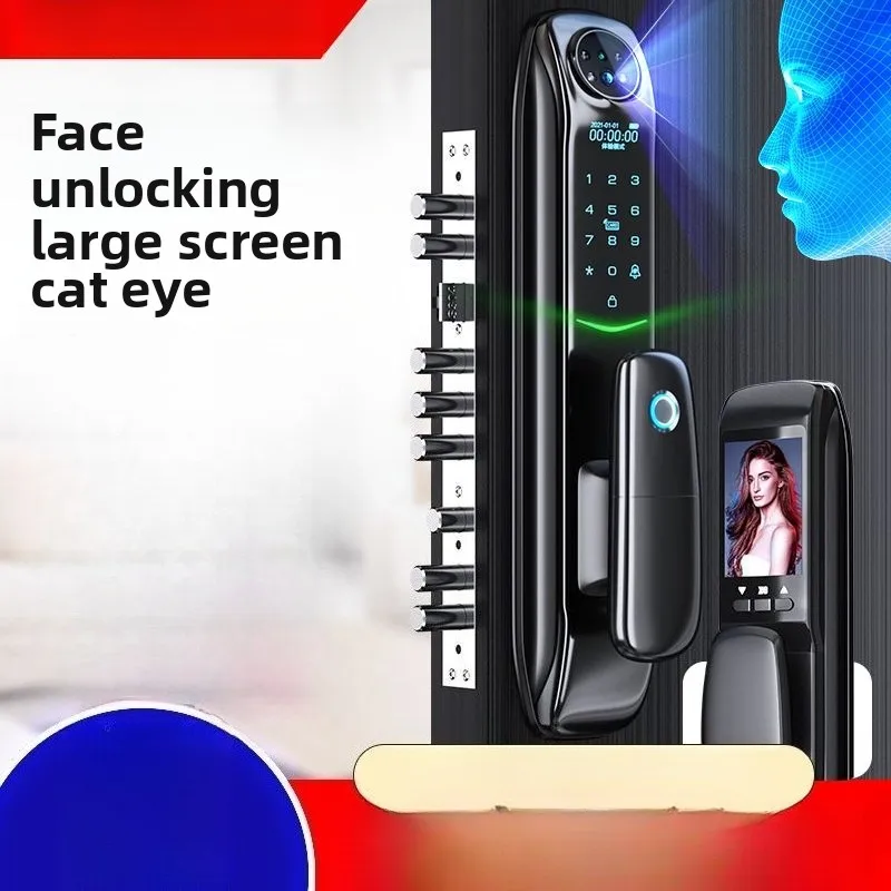 

3D Facial Recognition Fingerprint Lock Household Security Door Automatic Smart Password Lock Electronic Cat Eye Monitoring