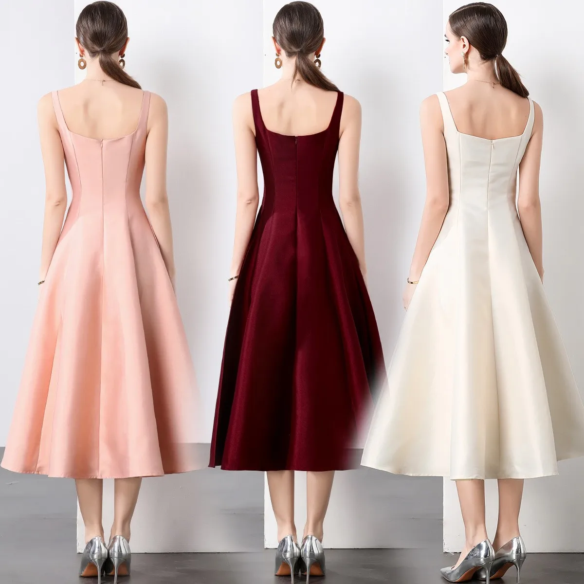 Long Dress Sleeveless Gown Maxi Length Artistic Vintage with Vintage Style Party Dress Camisole Spring for Women