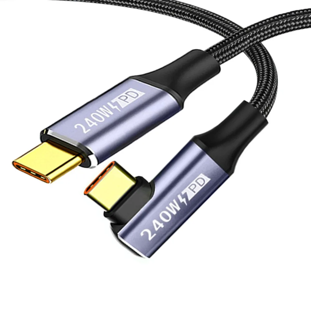 240w PD Charging Line 90 Degree Angle Male to Male USB Type C USB C Cable Data Wire Charging Cable Data Cord