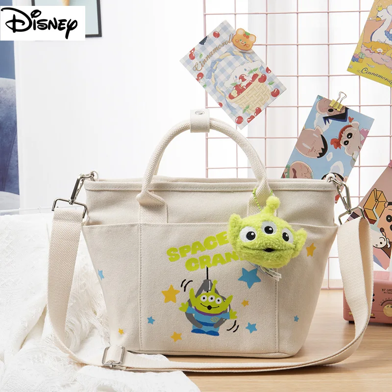 Original Disney Alien Plush Doll Pendant Canvas Handheld Cartoon Anime Portable One Shoulder Bag Kawaii Girls Birthday Gifts