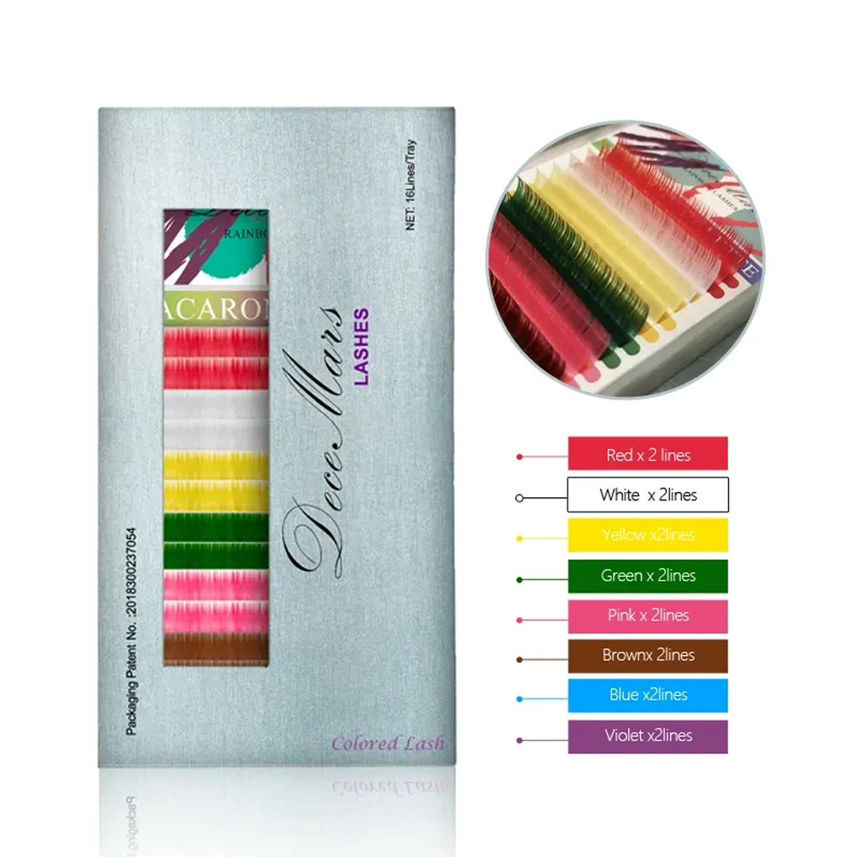 DeceMars Colored Eyelash Extension 16lines Rainbow Lash JBCD Curl for Makeup