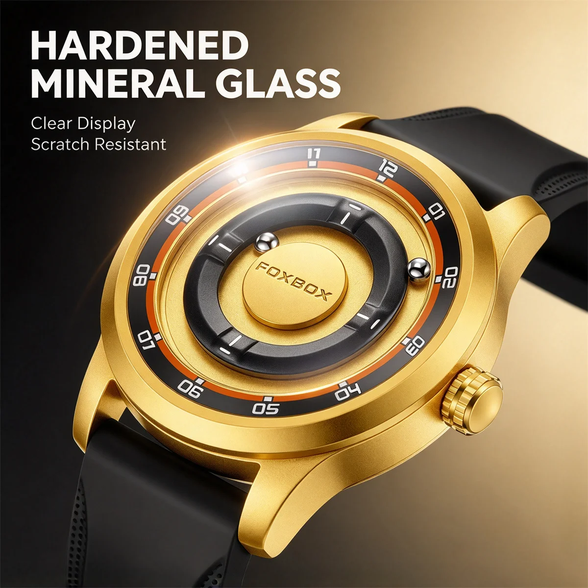 FOXBOX Watch Planet Design Fashion Floating Magnetic Pointer Free Ball Bearing Creative Simple Waterproof Quartz Watch for Men