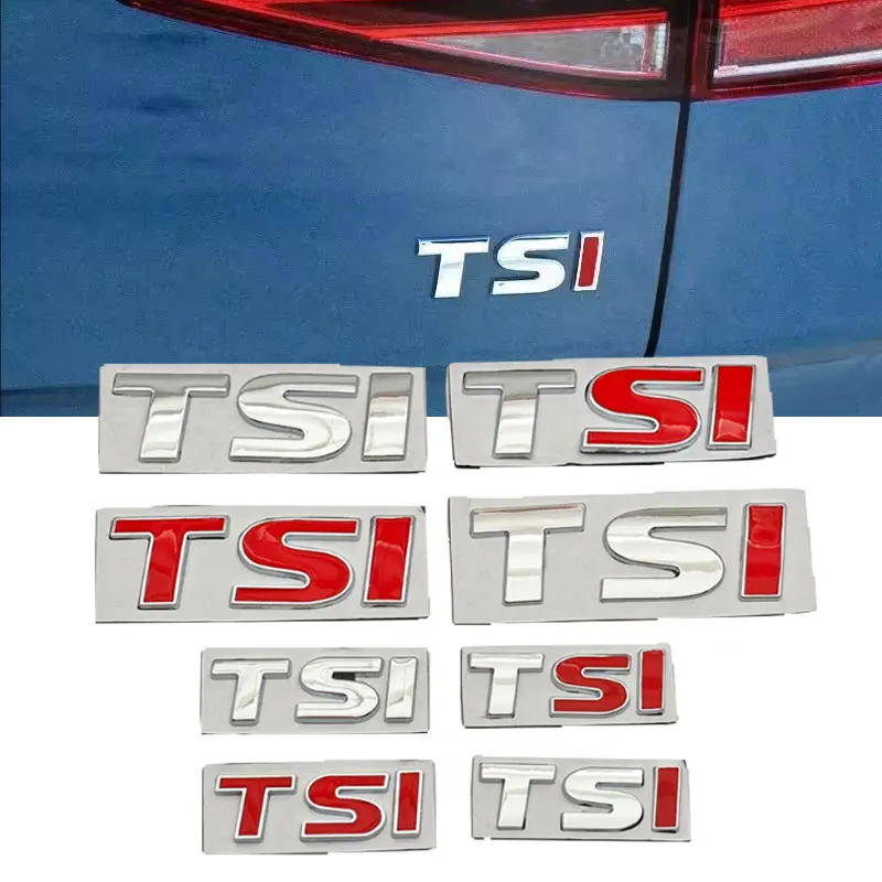 

3d Metal Chrome Red Letters TSI Emblem Logo Car Rear Trunk Sticker Badge for Golf 5 6 7 8 MK4 MK6 MK7 TSI Label Accessories