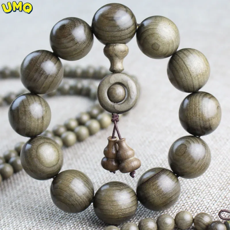 Solid Wood Sichuan Dark Golden Nanmu Bracelet 2.0 Smooth Grain Old Wood Ebony 108 Buddhist Beads Bracelet for Men and Women