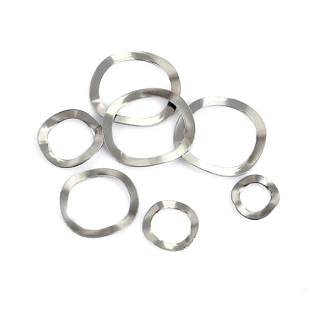 50pcs M3 M4 M5 M6 M8 M10 M12 M16 M19 M21 M25 304 Stainless Steel Three Wave Crest Type Spring Washer Gasket for Bearing Shafts