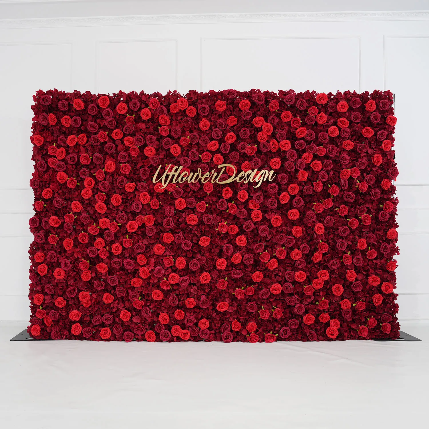 Uflower 5D Red Rose Artificial Flower Wall Wedding Backdrop Floral Green Plant Wall Window Display Event Party Props Flower Row