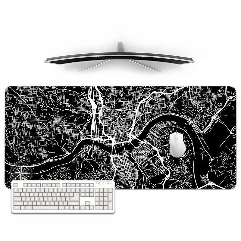 

Mouse Pad Gaming Black And White City Map xl Hd Home Mousepad xxl Keyboard Pad Natural Rubber Soft Office Accessories Mouse Mats