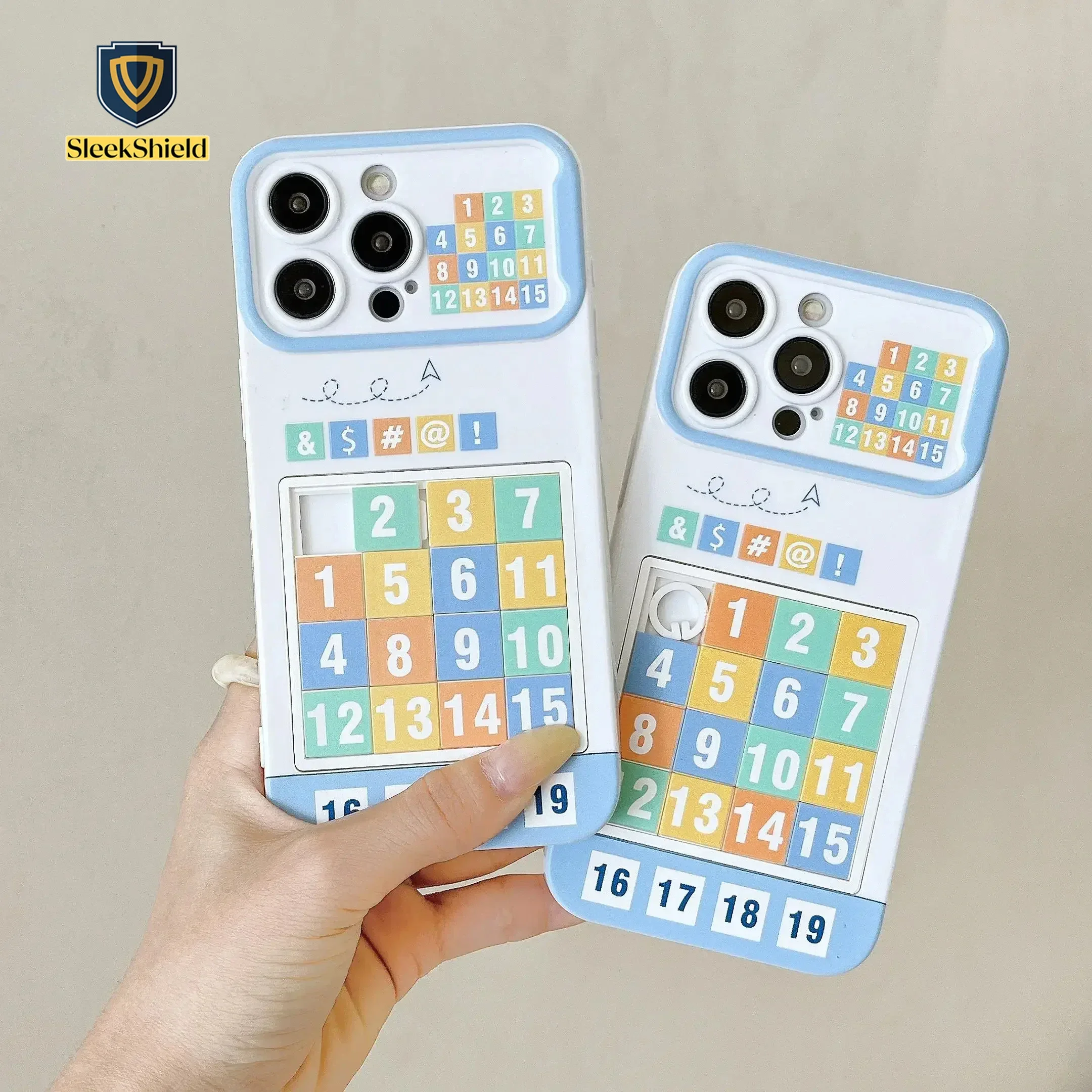 Fun Creative Number Puzzle Game Phone Case for iPhone 12, 13, 14, 15 Pro Max - Stress Relief, TPU Silicone Soft Protective Cover