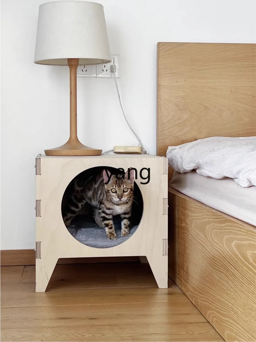 Yhl Cat Nest Bedside Table Integrated Wooden Simple Four Seasons Universal Bedside Kitten Sense of Security Cat House