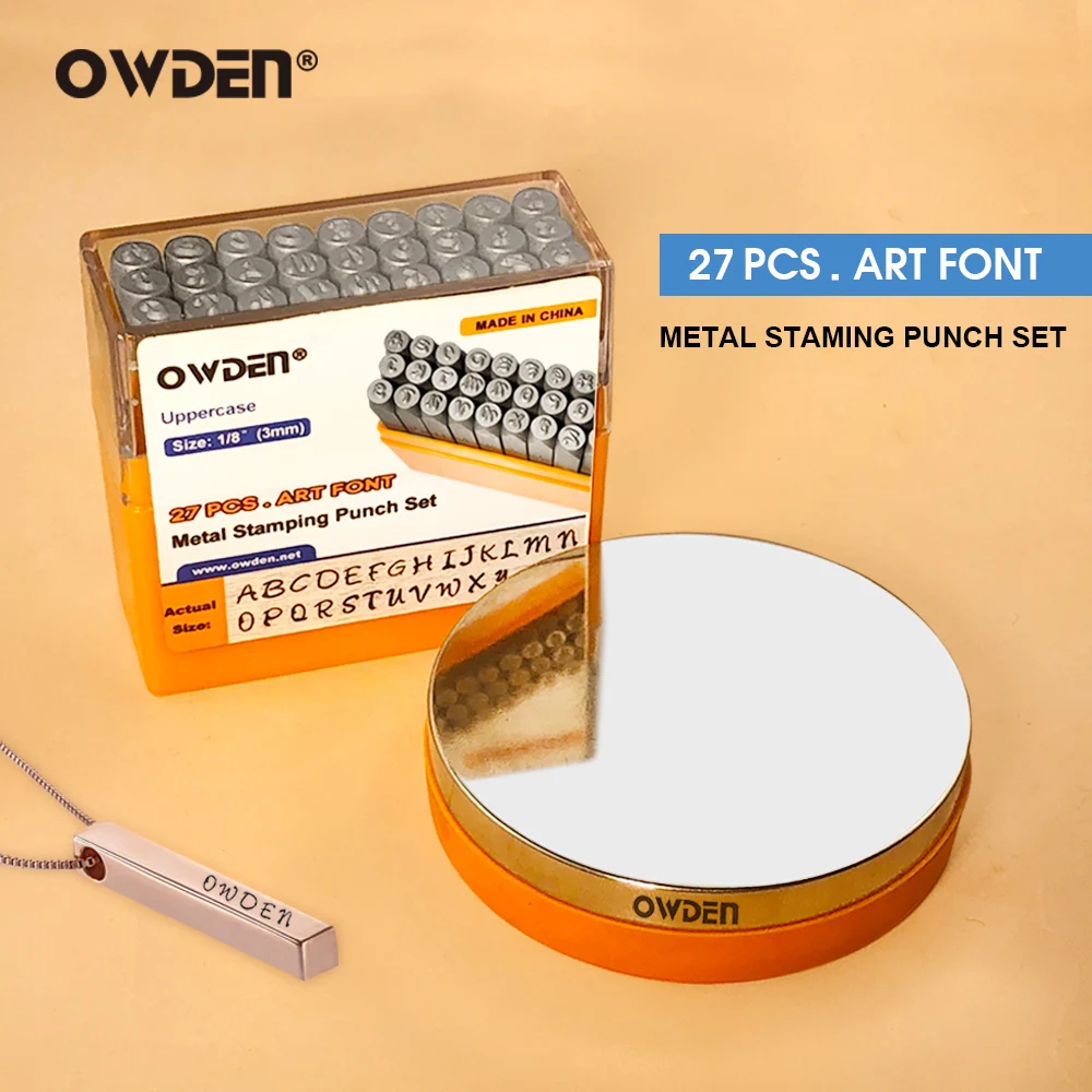 OWDEN 27-częściowy zestaw stalowych stempli metalowych Narzędzia do dziurkowania listów z metalowym blokiem